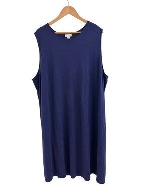 J. Jill Navy Blue Cotton Sleeveless Summer Shift Dress Size 3X 22 24 Plus Size